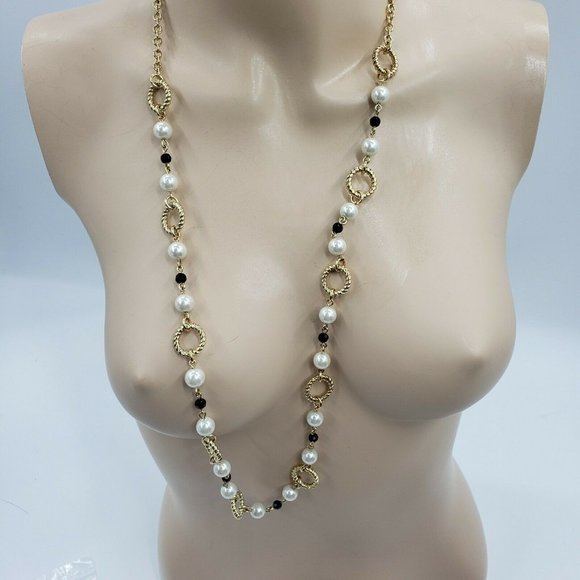 Talbots Single Strand Pearl White Necklace 40" - Picture 10 of 11